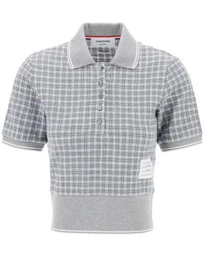 Thom Browne Check tweed polo shirt - Grigio