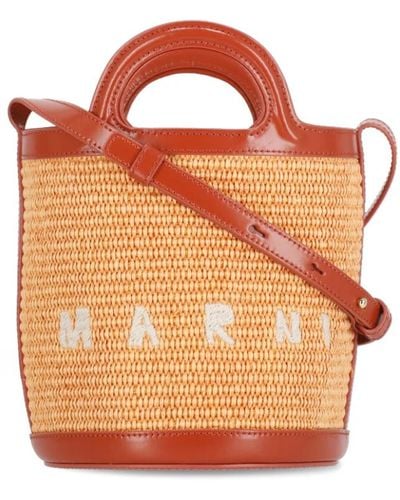 Marni Baumwollmischung und lederhandtasche - Orange