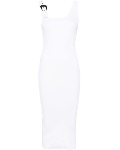 Versace Ärmelloses midi-kleid mit quadratischem ausschnitt - Weiß