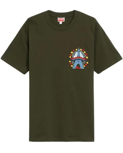 KENZO Eiffelturm besticktes t-shirt - Grün