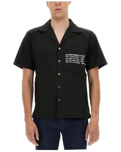 Department 5 Camicia hawaiana con stampa logo - Nero