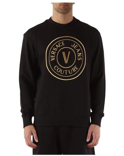 Versace Regular fit baumwoll-sweatshirt - Schwarz