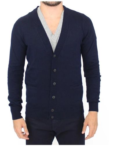 Ermanno Scervino Cardigan maglione blu in lana e cashmere