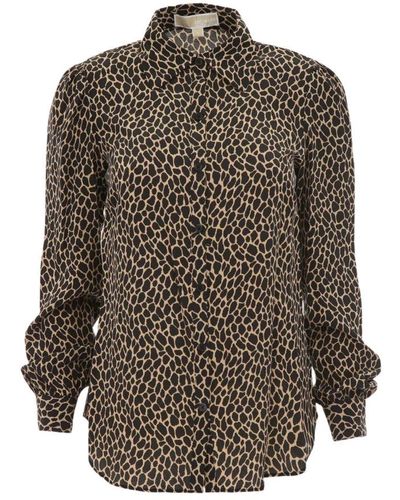 Michael Kors Black And Brown Spotted Shirt Women's Shirt In Brown
