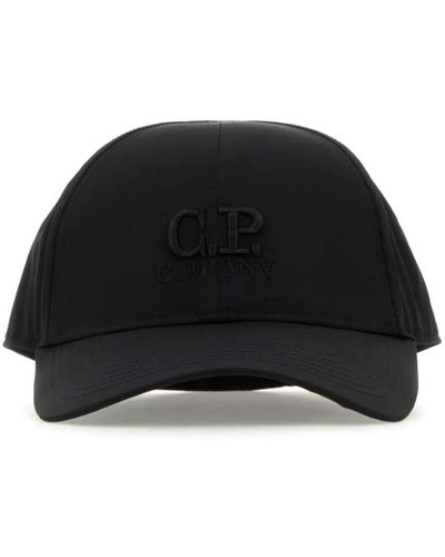 C.P. Company Stylische schwarze nylon-baseballkappe