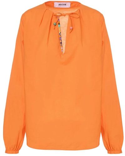 Bazar Deluxe Camicia etnica in cotone arancione