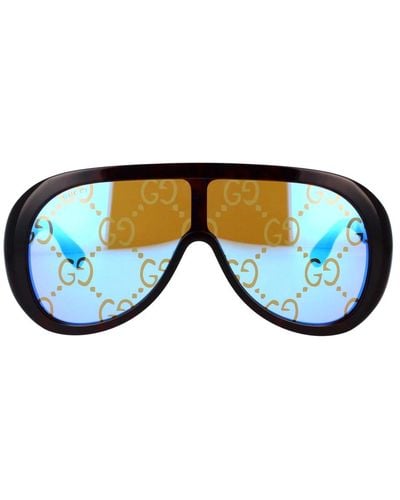 Gucci Übergroße Sonnenbrille in Maskenform - Blau