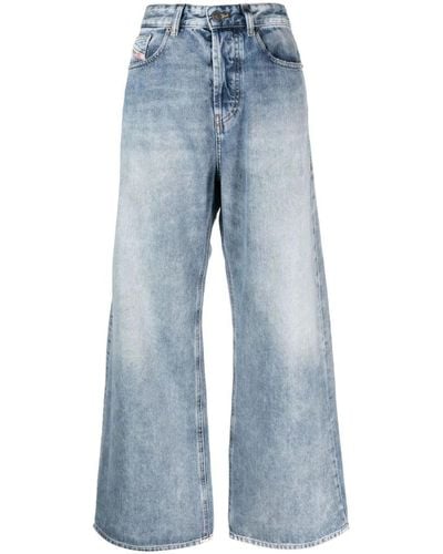 DIESEL Acid wash wide leg denim jeans - Blau