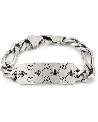 Gucci GG And Bee Engraved Bracelet - Metallic