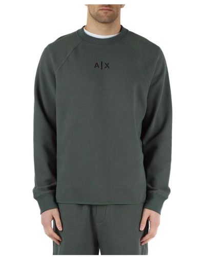 Armani Exchange Sweatshirt aus baumwollmischung mit logo-stickerei - Grün