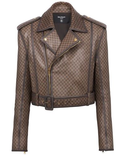 Balmain Jackets > leather jackets - Marron