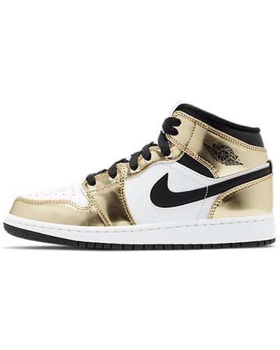 Nike Mid metallic gold black white sneakers - Mettallic