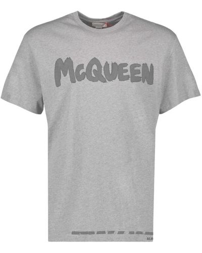 Alexander McQueen Graffiti print rundhals t-shirt - Grau