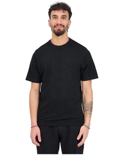 SELECTED Nera lino costine girocollo t-shirt - Nero