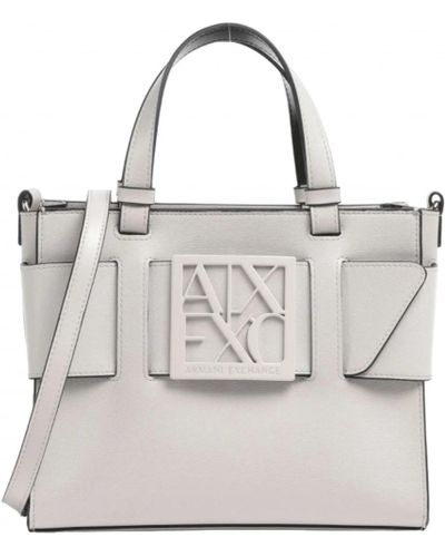 Armani Exchange Stilvolle rechteckige handtasche mit reißverschluss - Grau
