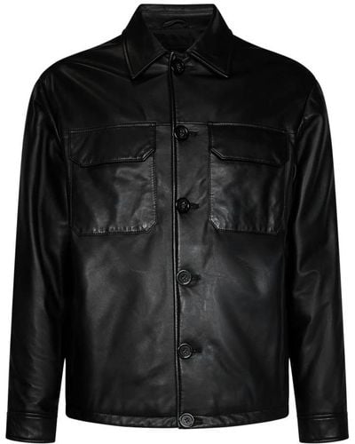 Emporio Armani Leather Jackets - Black