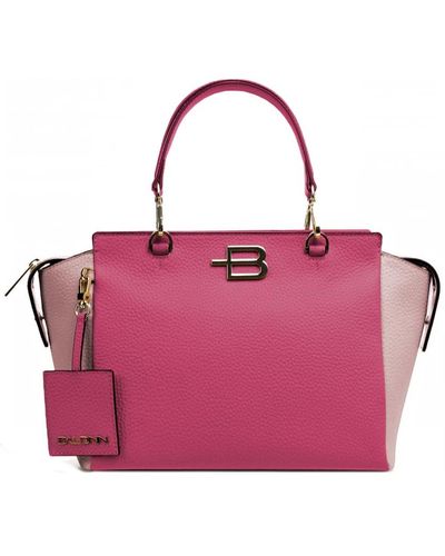 Baldinini Lederhandtasche mit reißverschluss und abnehmbaren griffen - Pink