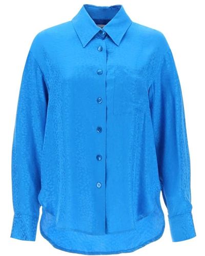 Art Dealer Charlie shirt in jacquard silk - Blu