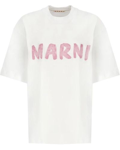 Marni Weiße baumwoll-t-shirt mit logo