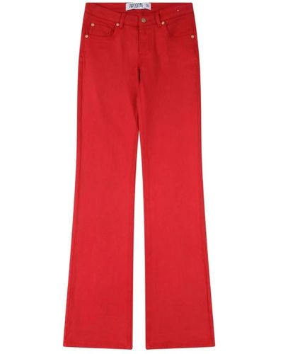 Silvian Heach Jeans a zampa con vita media e chiusura a zip - Rosso