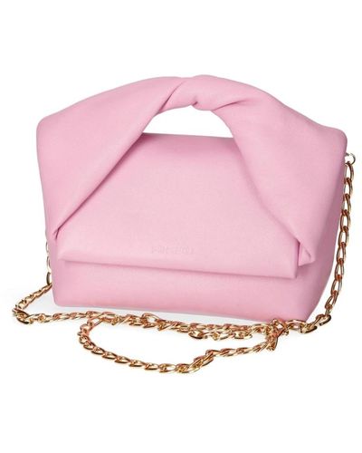 JW Anderson Medium twister leather top handle bag - Pink