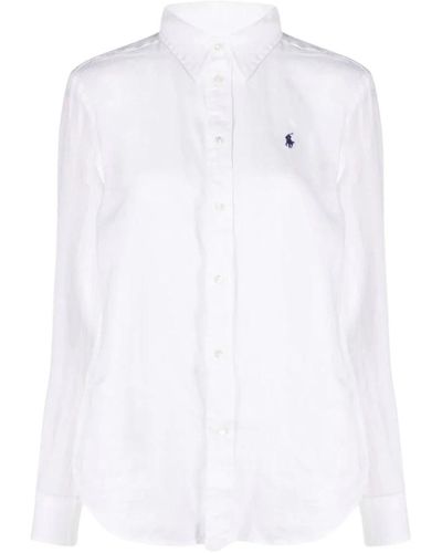 Ralph Lauren Camisa blanca de manga larga con botones - Blanco