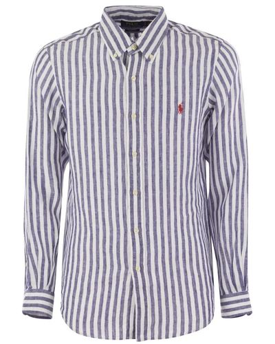 Ralph Lauren Polo custom fit striped linen shirt - Blu