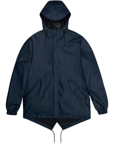 Rains Navy Fishtail Jacket - Blue