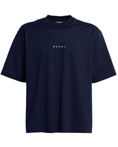 Marni Camiseta de algodón con logo estampado - Azul