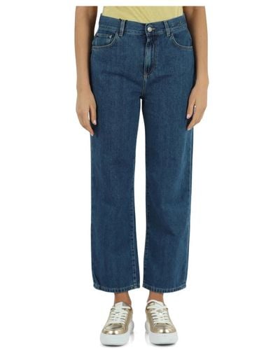 Marella Denim: pantalone jeans cinque tasche mom - Blu