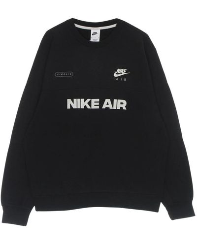 Nike Gebürsteter rundhals-sweatshirt - Schwarz