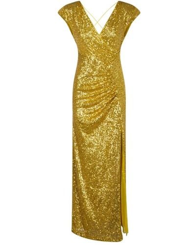 Nenette Astro sequin vestido largo de fiesta - Amarillo