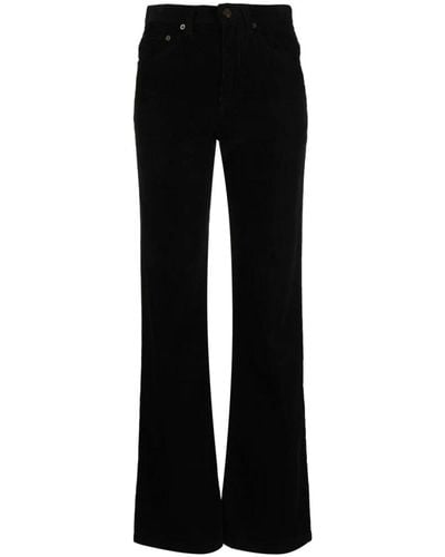 Saint Laurent Pantalones de pana negros con detalles de tachuelas