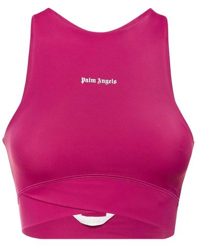Palm Angels Sleeveless Tops - Red