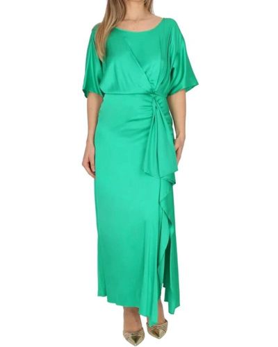 Liu Jo Elegantes langes kleid mit seitendrapiere - Grün