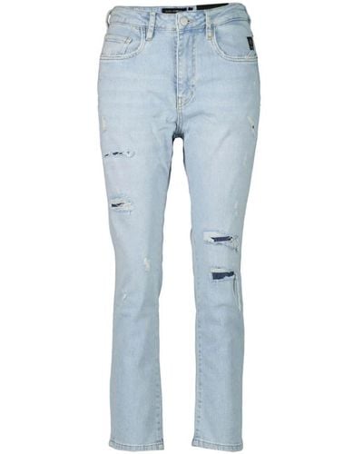 Elias Rumelis Leona hellblaue mom jeans mit zerrissenen details