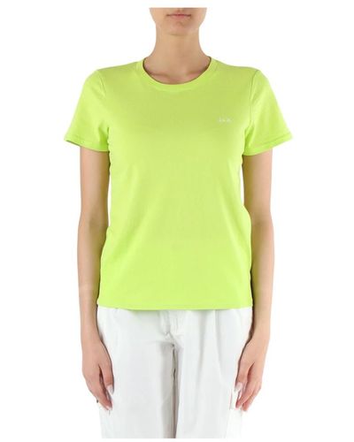 Sun 68 T-shirt in cotone ricamato - Verde