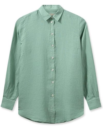 Mos Mosh Klassisches und einfaches leinenhemd - Grün