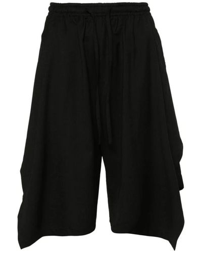 Y-3 Shorts negros de sarga con cintura alta