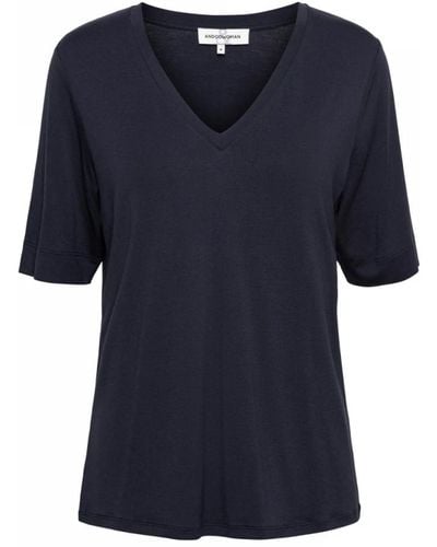 &Co Woman V-ausschnitt jersey top marineblau,v-ausschnitt jersey top mit kurzen ärmeln,v-ausschnitt jersey top kobaltblau &co