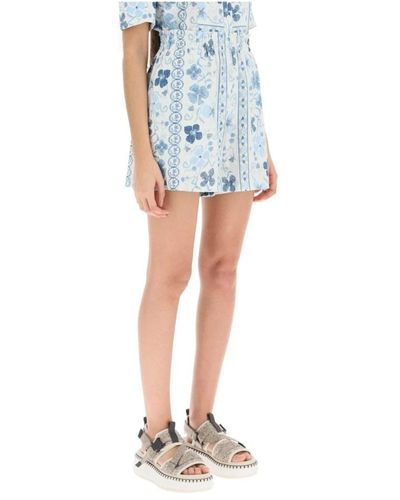 See By Chloé Shorts de lino con estampado floral - Azul
