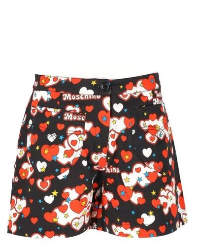 Love Moschino Kurze Blumen-Shorts - Rot