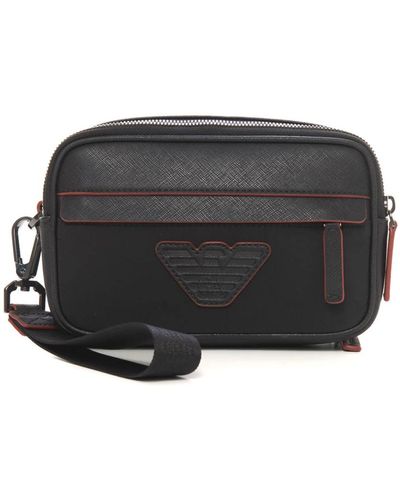 Emporio Armani Clutch-tasche mit abnehmbarem riemen und logo - Schwarz