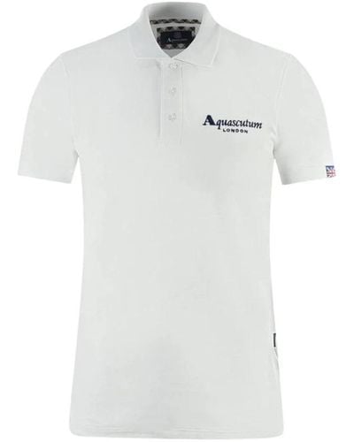 Aquascutum Polo-shirt aus baumwolle mit kontrastlogo - Weiß
