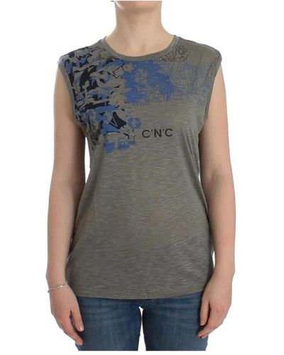 CoSTUME NATIONAL Print sleeveless t-shirt Gris