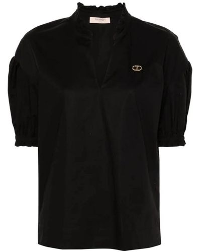 Twin Set Elegant short sleeve blouse,kurzarmbluse oval t - Schwarz