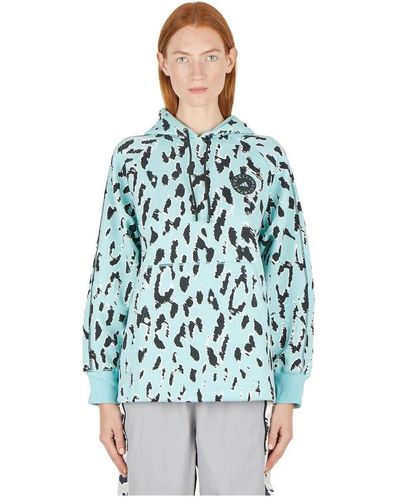 adidas By Stella McCartney Felpa con cappuccio stampa leopardo - Blu