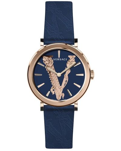 Versace Elegant virtus barocca leather uhr - Blau