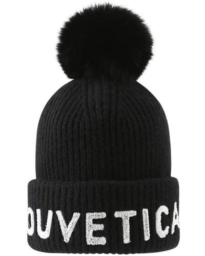 Duvetica Schwarze hüte mützen mit logo-detail