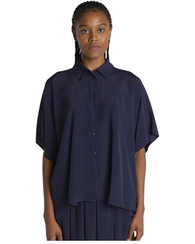 Momoní Camisa azul de mezcla de seda